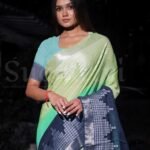 lime blue silk saree