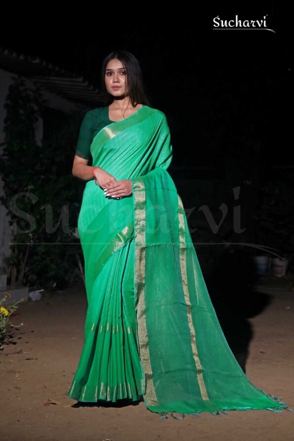 slik green saree