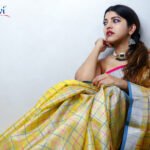 Sucharvi linen mustard yellow tissue silk saree